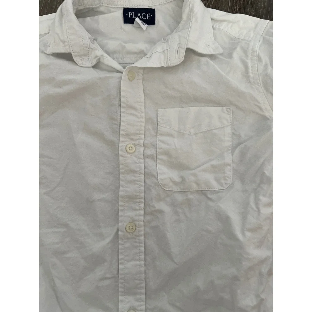 The Children's Place Button Down Shirt Kids 10/12 White Cotton Long Sleeve